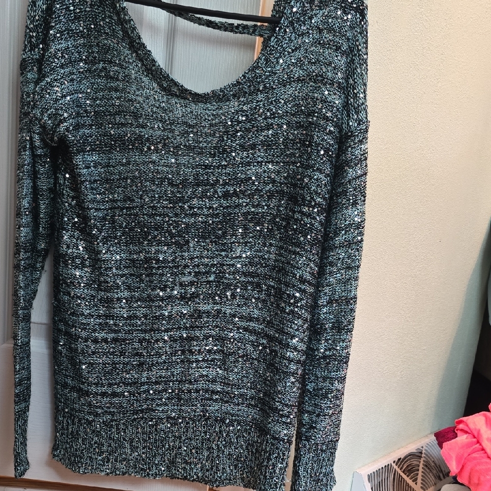 Women's Black and Silver Sweater